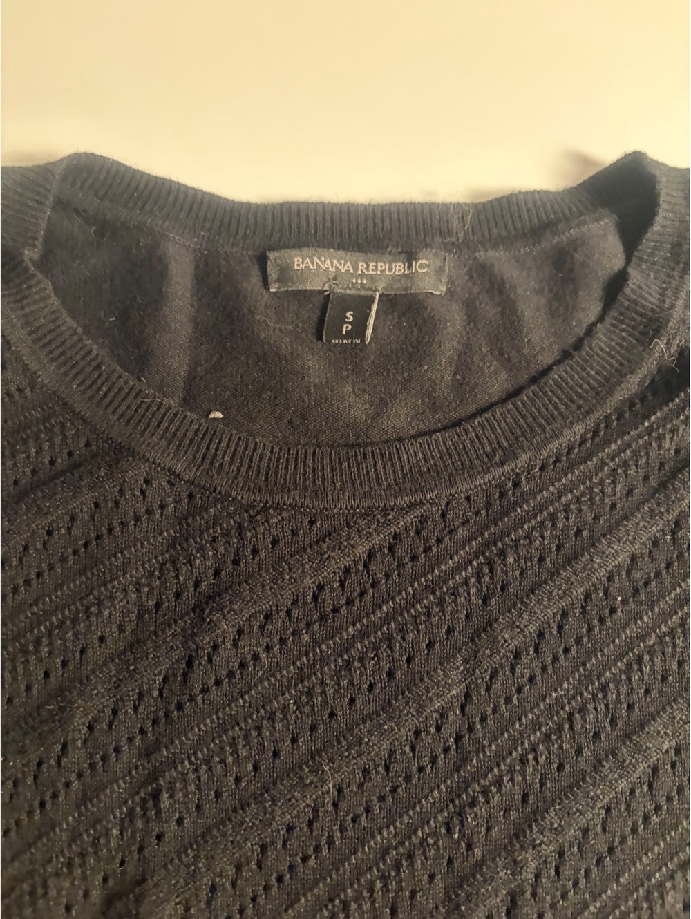 Banana Republic Black Short Sleeve Knit Sweater Top Size S